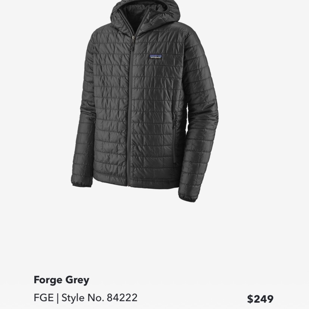 Men's Patagonia Nano Puff® Hoody in Forge Gray size M